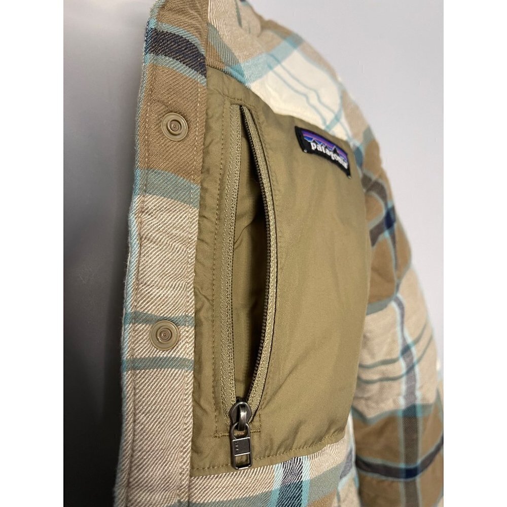 Patagonia Womens SZ S Heywood Plaid Jacket Insulated Quilted Cream Blue Rare! - Picture 4 of 12